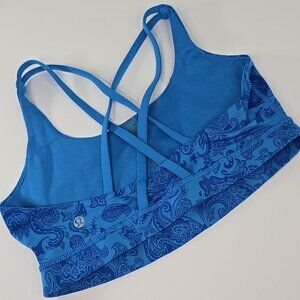 LULULEMON Energy Sports Bra Paisley Cornflower Blue Size 8 ??? NO SIZE TAG! 30in